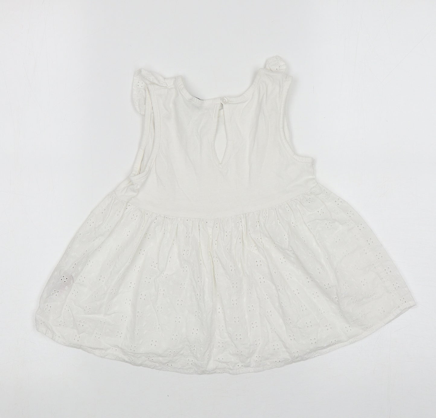 Primark Girls White Cotton Fit & Flare Size 4-5 Years Round Neck Pullover