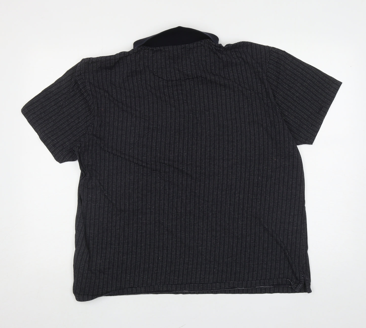 Marks and Spencer Mens Blue Geometric Cotton Polo Size XL Collared Pullover