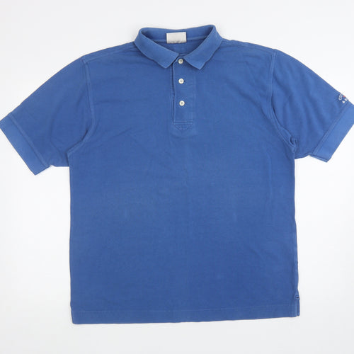 Cutter & Buck Mens Blue Cotton Polo Size L Collared Pullover