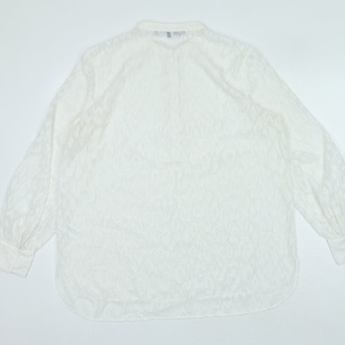 French Connection Womens White Polyester Basic Blouse Size 14 Crew Neck