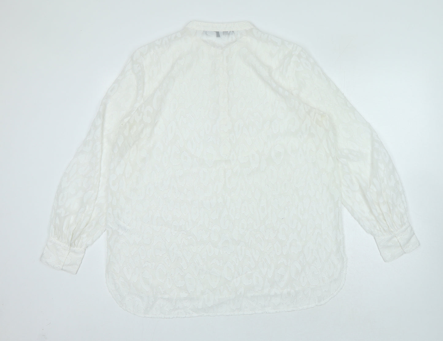 French Connection Womens White Polyester Basic Blouse Size 14 Crew Neck