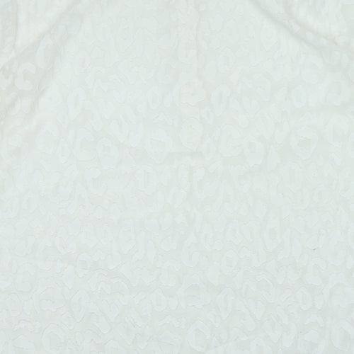 French Connection Womens White Polyester Basic Blouse Size 14 Crew Neck
