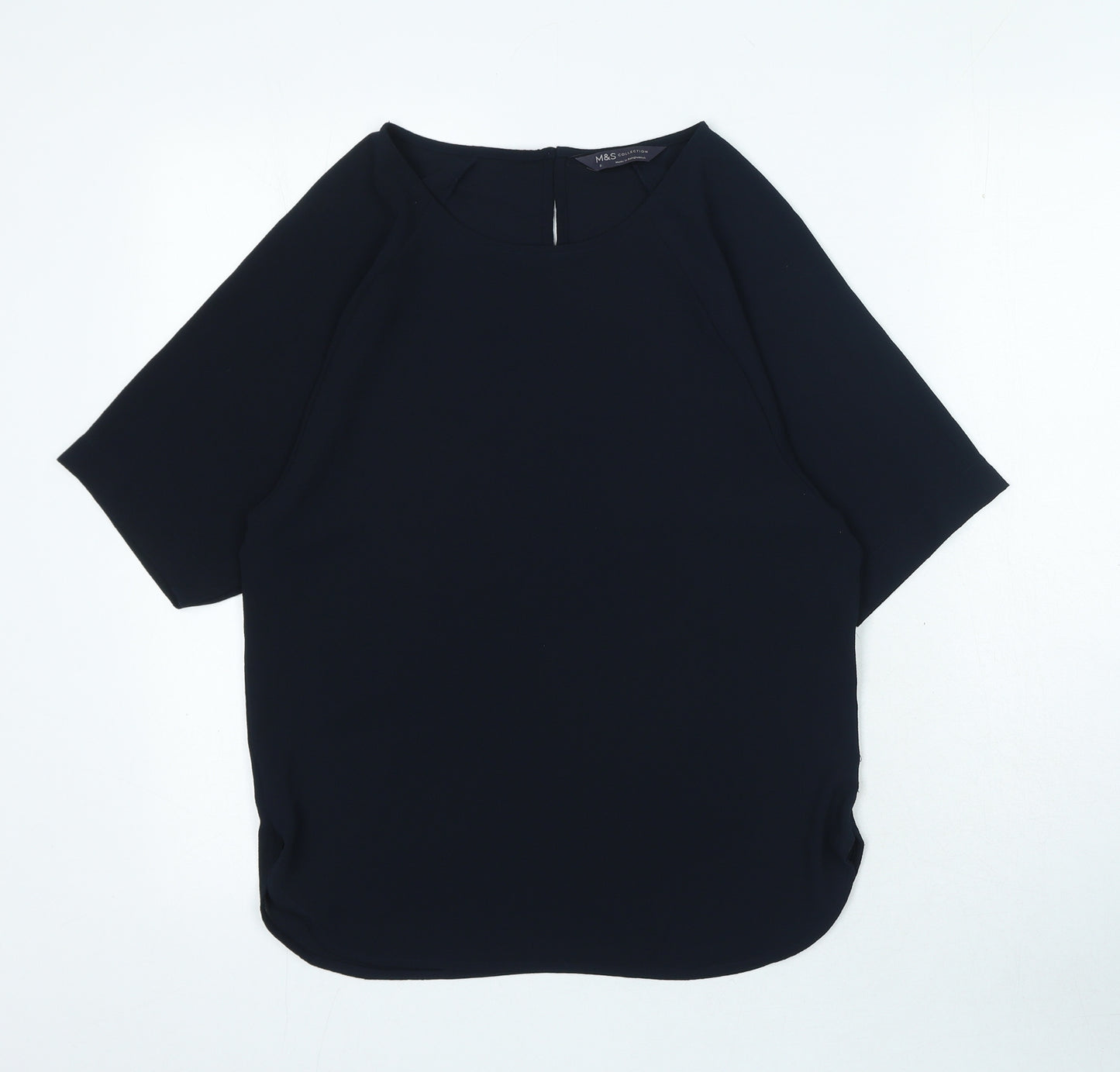 Marks and Spencer Womens Blue Polyester Basic Blouse Size 6 Boat Neck
