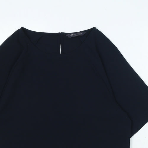 Marks and Spencer Womens Blue Polyester Basic Blouse Size 6 Boat Neck