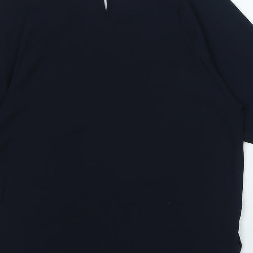 Marks and Spencer Womens Blue Polyester Basic Blouse Size 6 Boat Neck