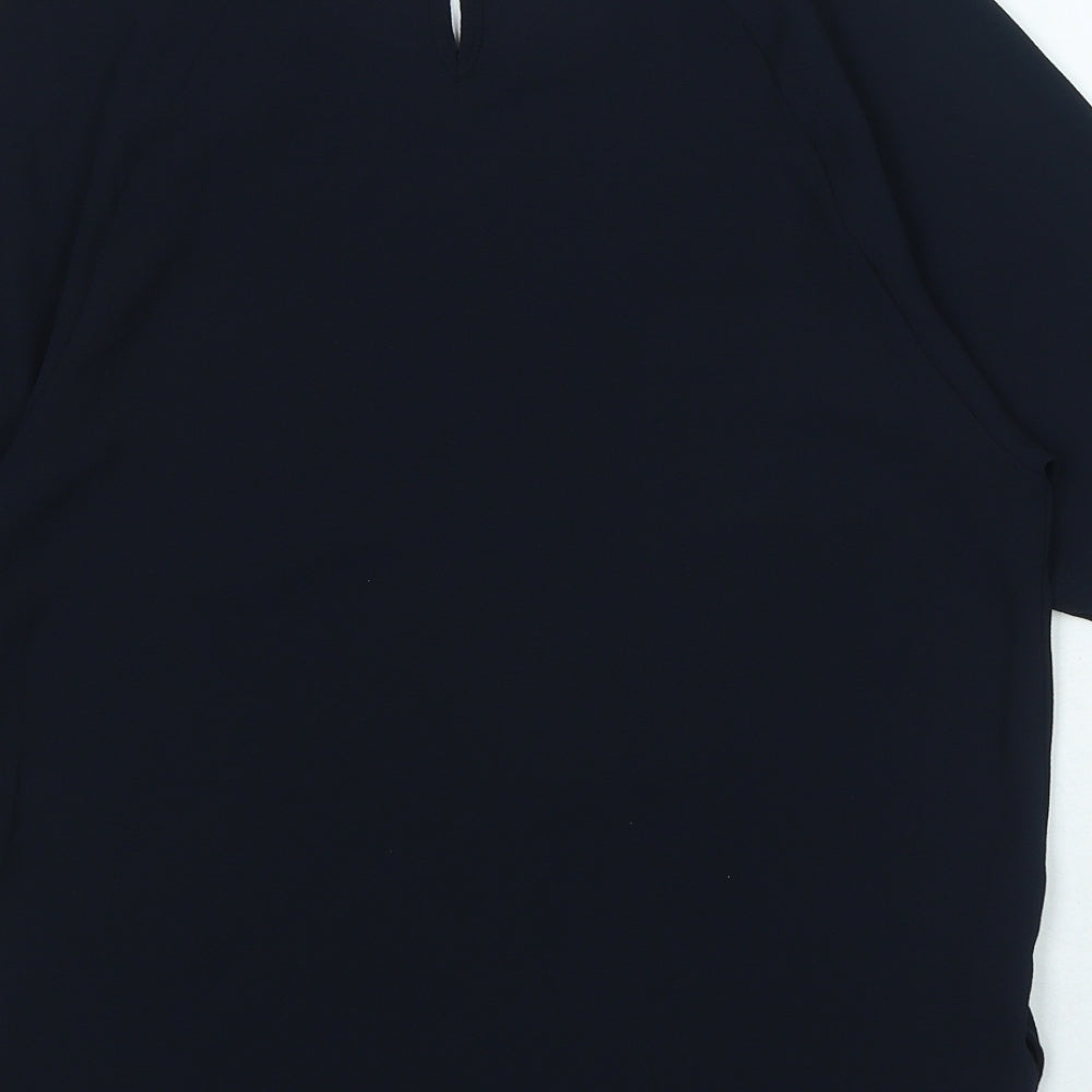 Marks and Spencer Womens Blue Polyester Basic Blouse Size 6 Boat Neck