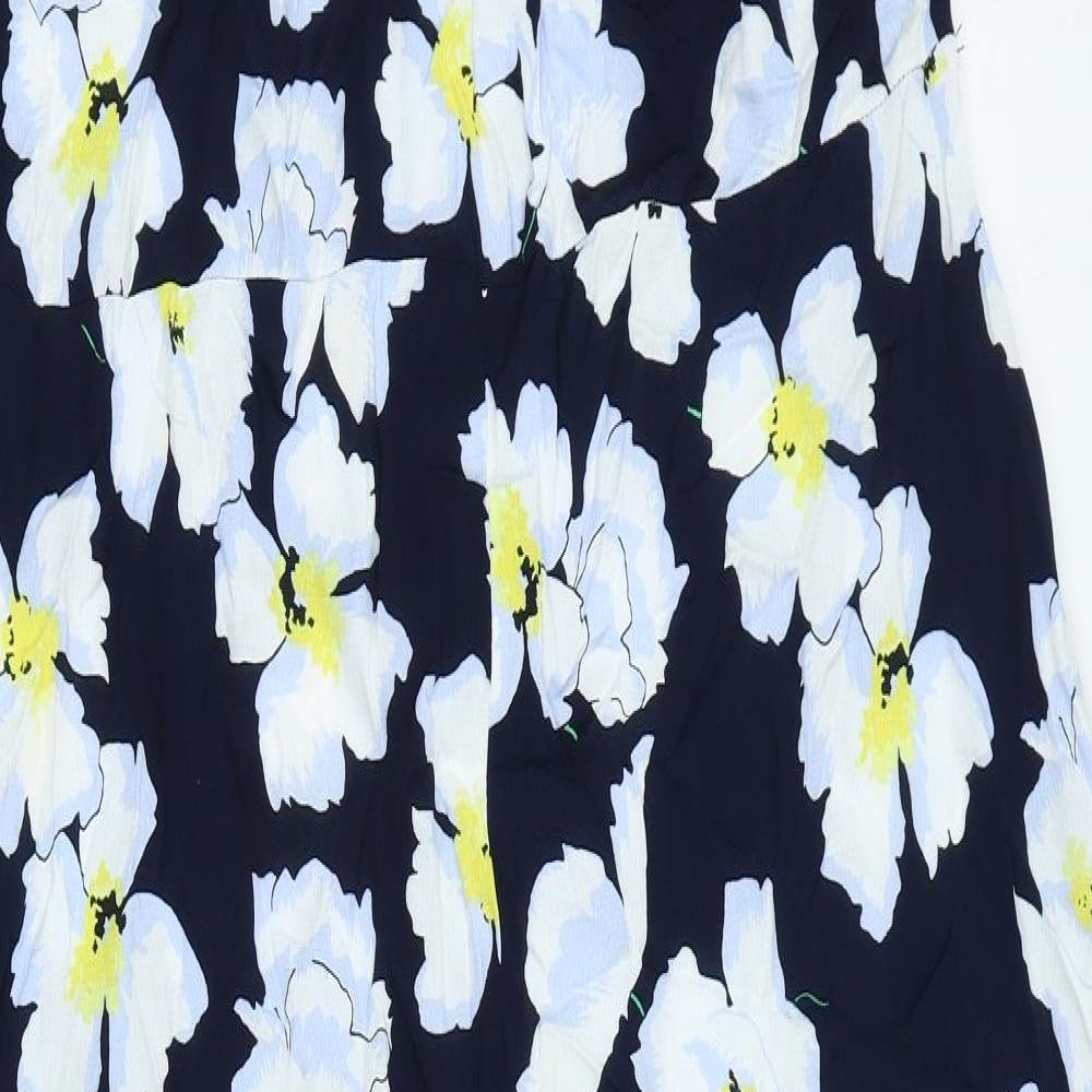 Marks and Spencer Womens Blue Floral Viscose Jumpsuit One-Piece Size 20 Zip