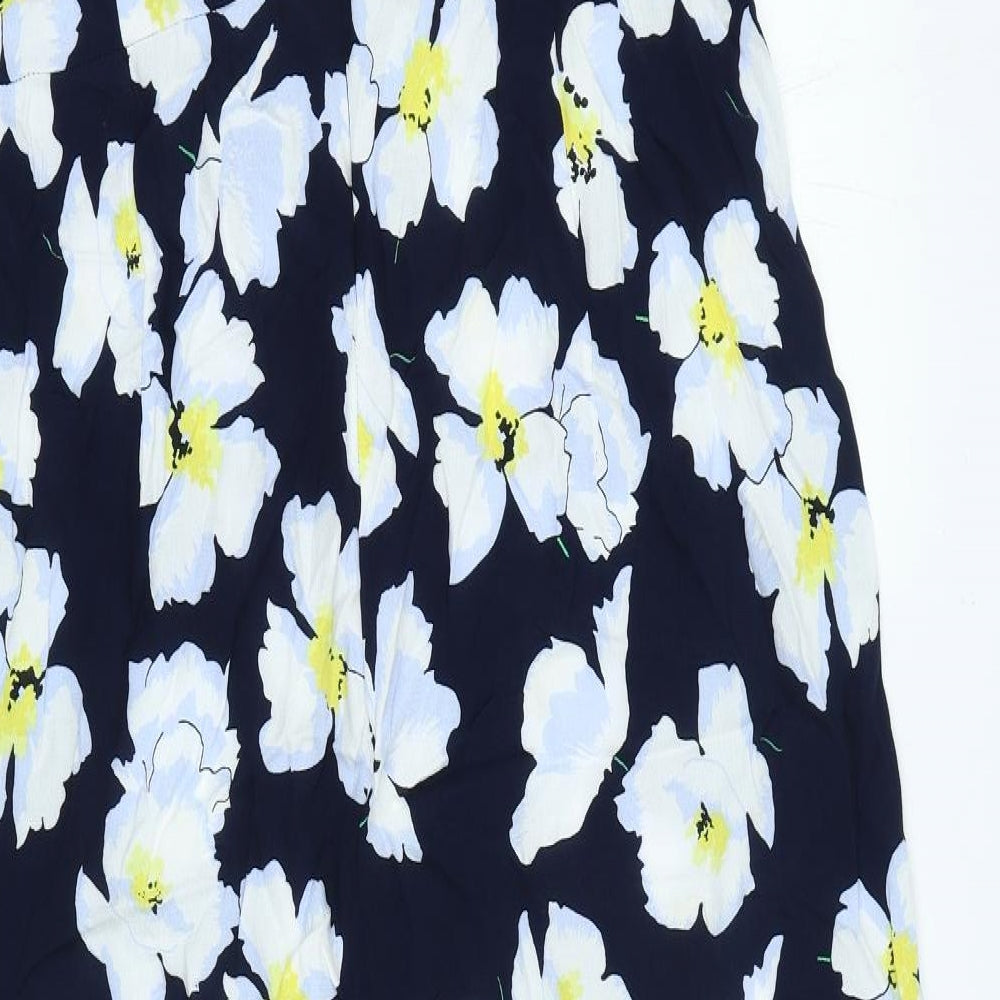 Marks and Spencer Womens Blue Floral Viscose Jumpsuit One-Piece Size 20 Zip