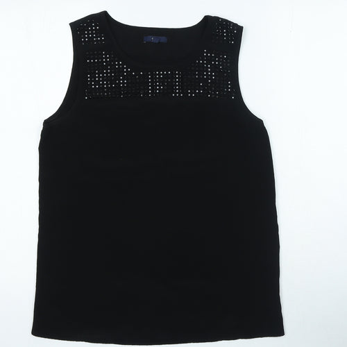 Gap Womens Black Polyester Basic Blouse Size S Round Neck