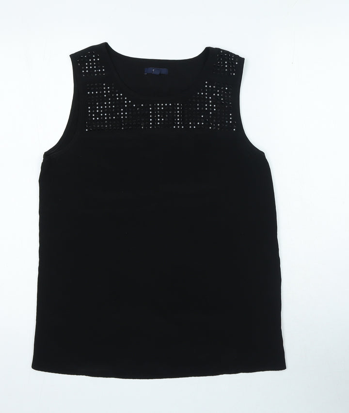 Gap Womens Black Polyester Basic Blouse Size S Round Neck