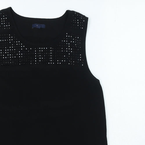 Gap Womens Black Polyester Basic Blouse Size S Round Neck