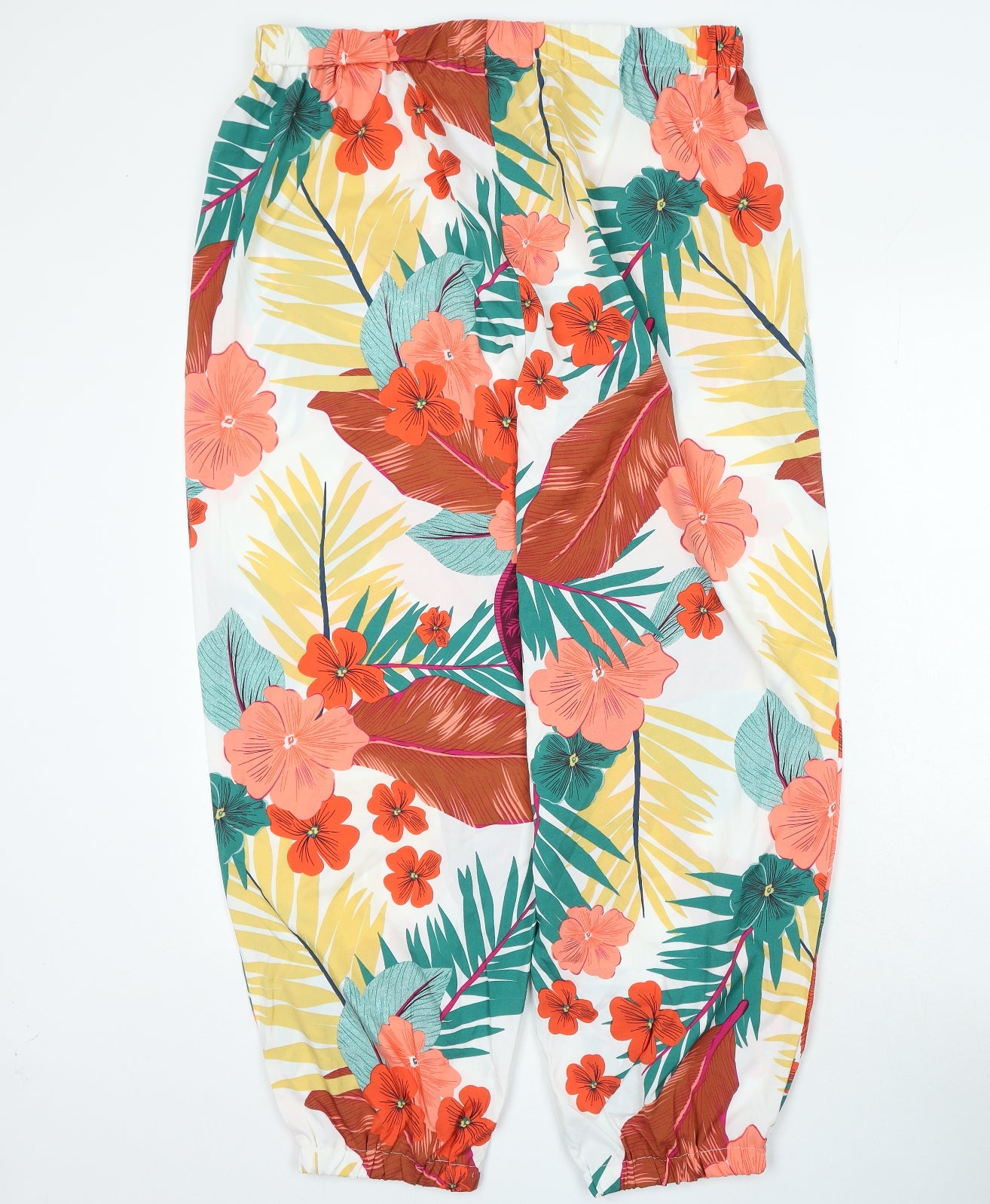 SheIn Womens Multicoloured Floral Polyester Bloomer Trousers Size 2XL L27 in Regular