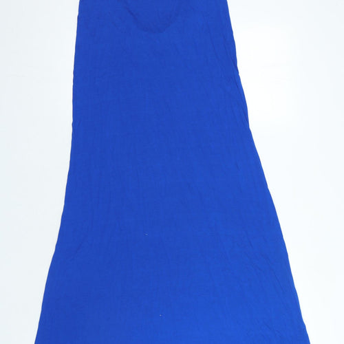 Marks and Spencer Womens Blue Viscose A-Line Size 10 Scoop Neck Pullover