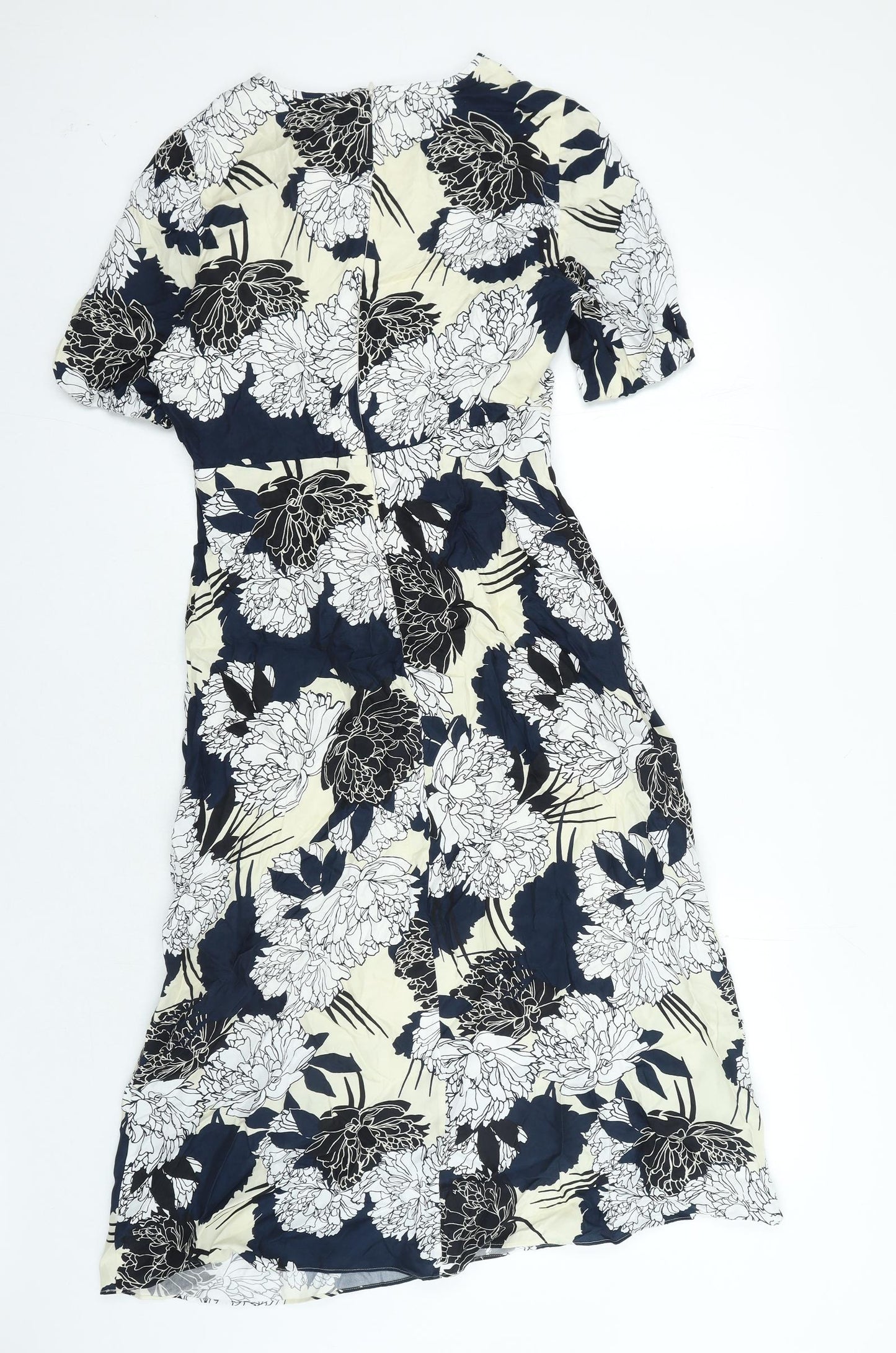 Marks and Spencer Womens Multicoloured Floral Cupro A-Line Size 8 Round Neck Zip