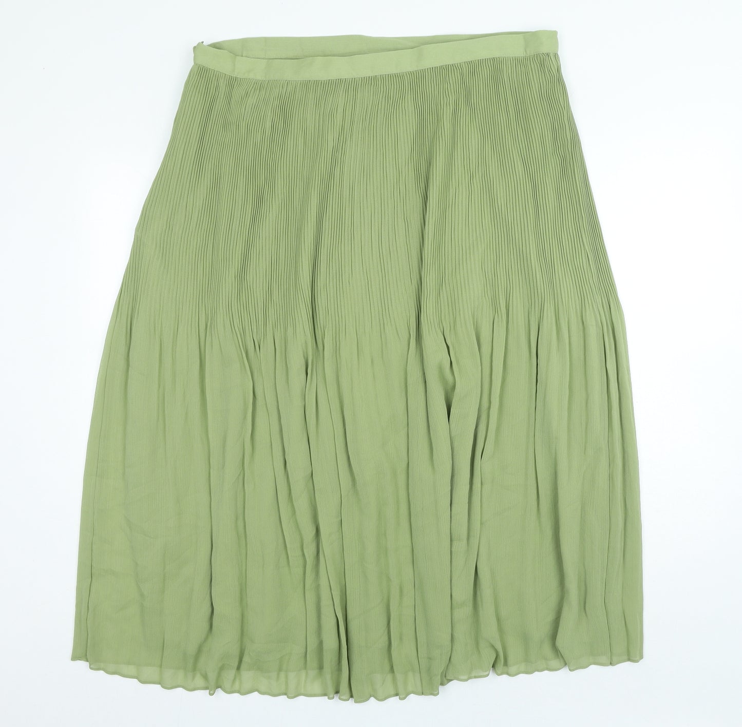 Marks and Spencer Womens Green Polyester A-Line Skirt Size 20 Zip