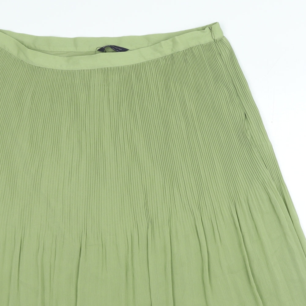 Marks and Spencer Womens Green Polyester A-Line Skirt Size 20 Zip