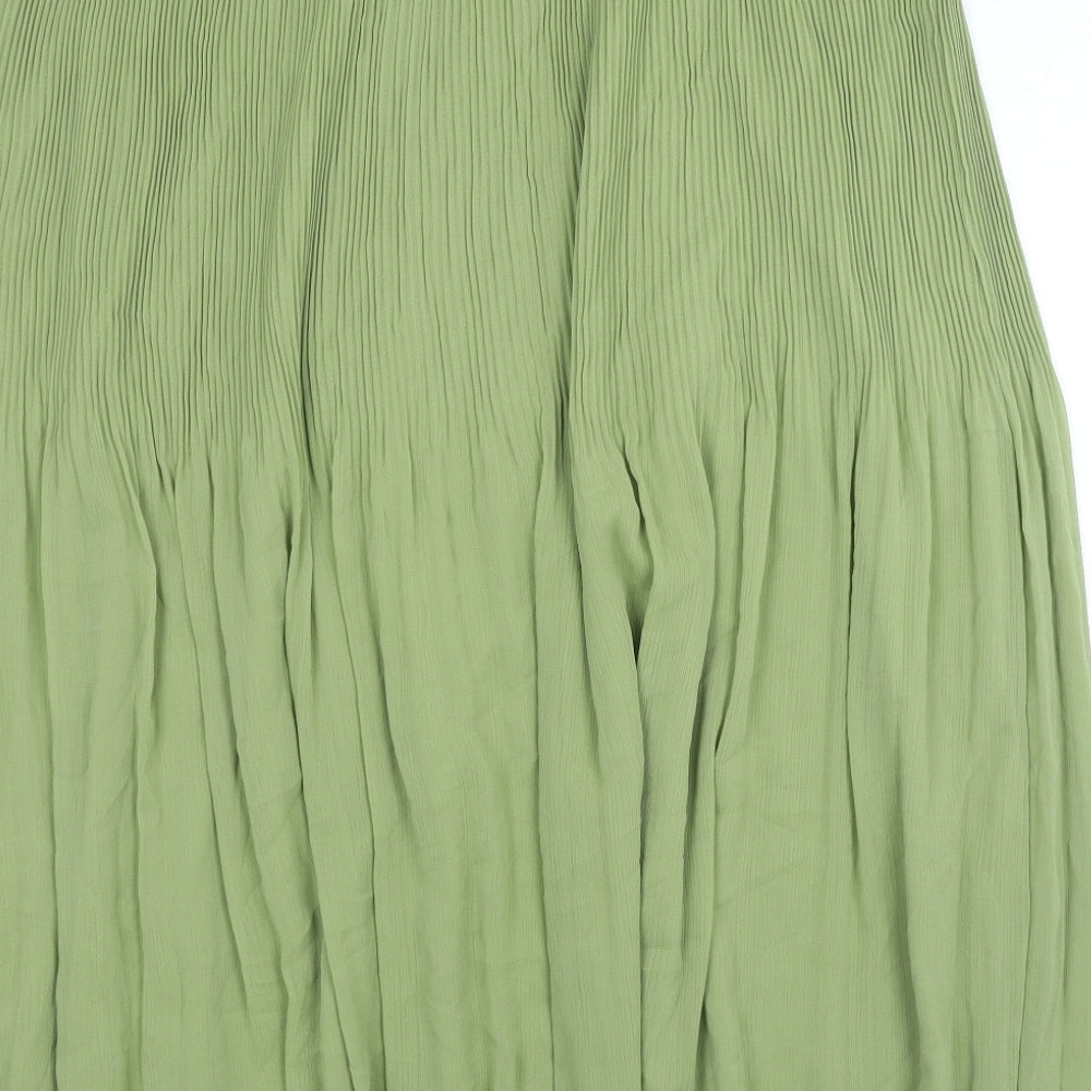 Marks and Spencer Womens Green Polyester A-Line Skirt Size 20 Zip