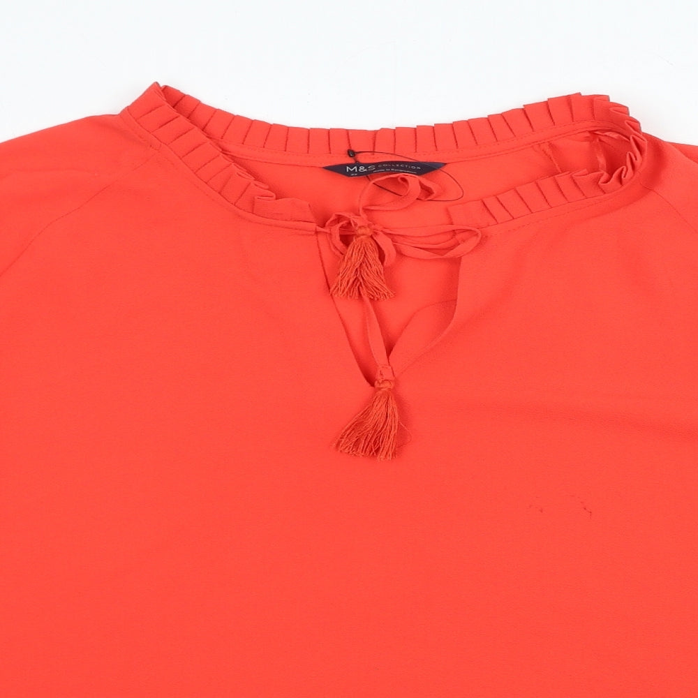 Marks and Spencer Womens Orange Polyester Basic Blouse Size 22 V-Neck