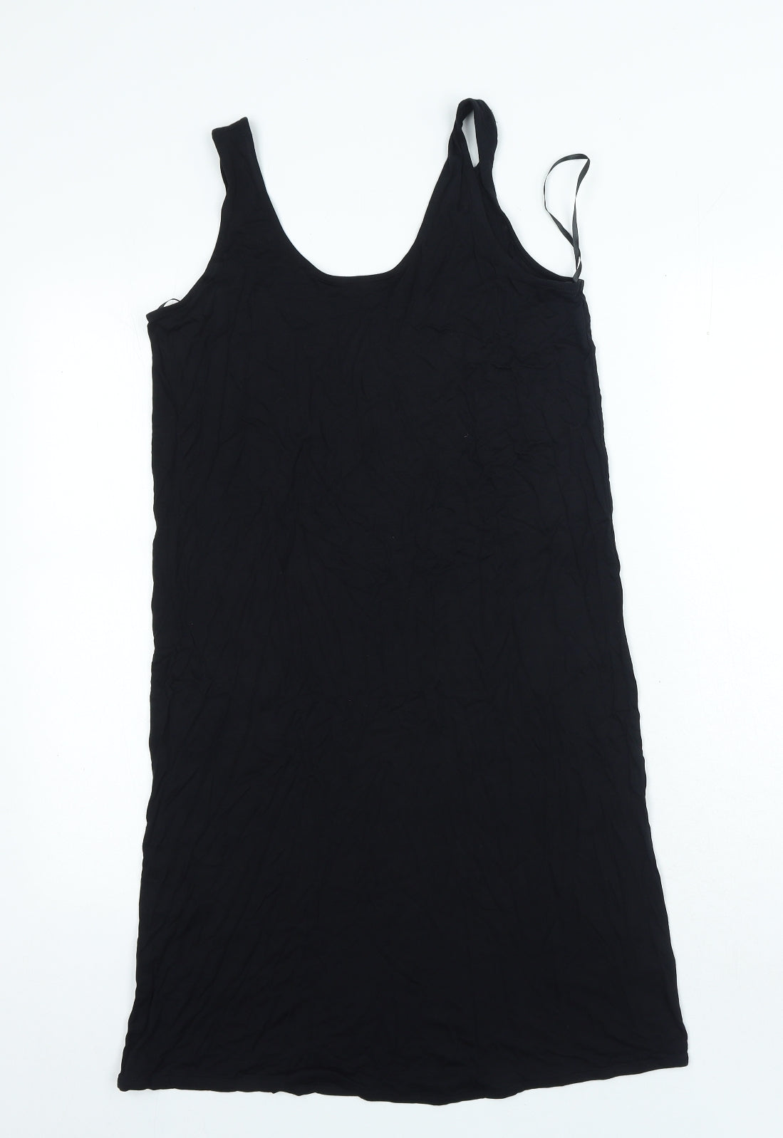 Marks and Spencer Womens Black Viscose Bodycon Size 10 Scoop Neck Pullover