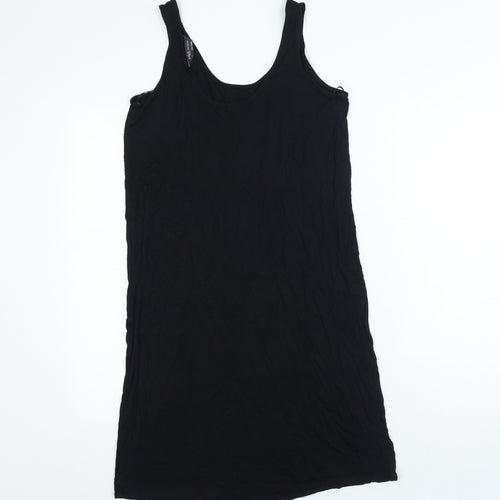 Marks and Spencer Womens Black Viscose Bodycon Size 10 Scoop Neck Pullover