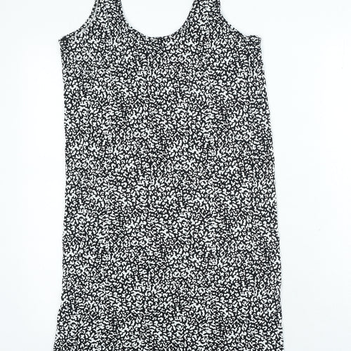Marks and Spencer Womens Black Geometric Viscose Bodycon Size 10 Scoop Neck Pullover