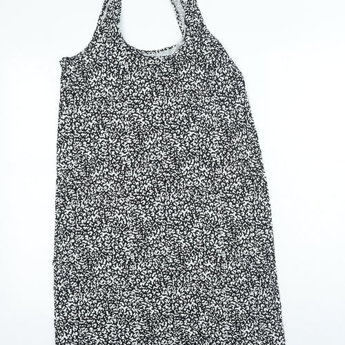 Marks and Spencer Womens Black Geometric Viscose Bodycon Size 10 Scoop Neck Pullover