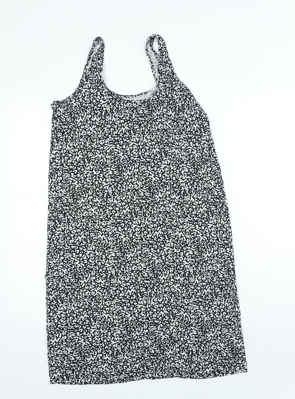 Marks and Spencer Womens Black Geometric Viscose Bodycon Size 10 Scoop Neck Pullover