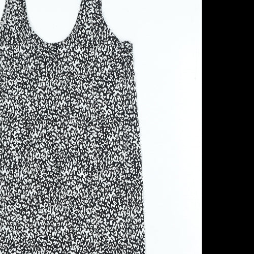 Marks and Spencer Womens Black Geometric Viscose Bodycon Size 10 Scoop Neck Pullover