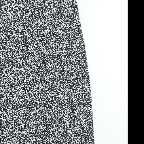 Marks and Spencer Womens Black Geometric Viscose Bodycon Size 10 Scoop Neck Pullover