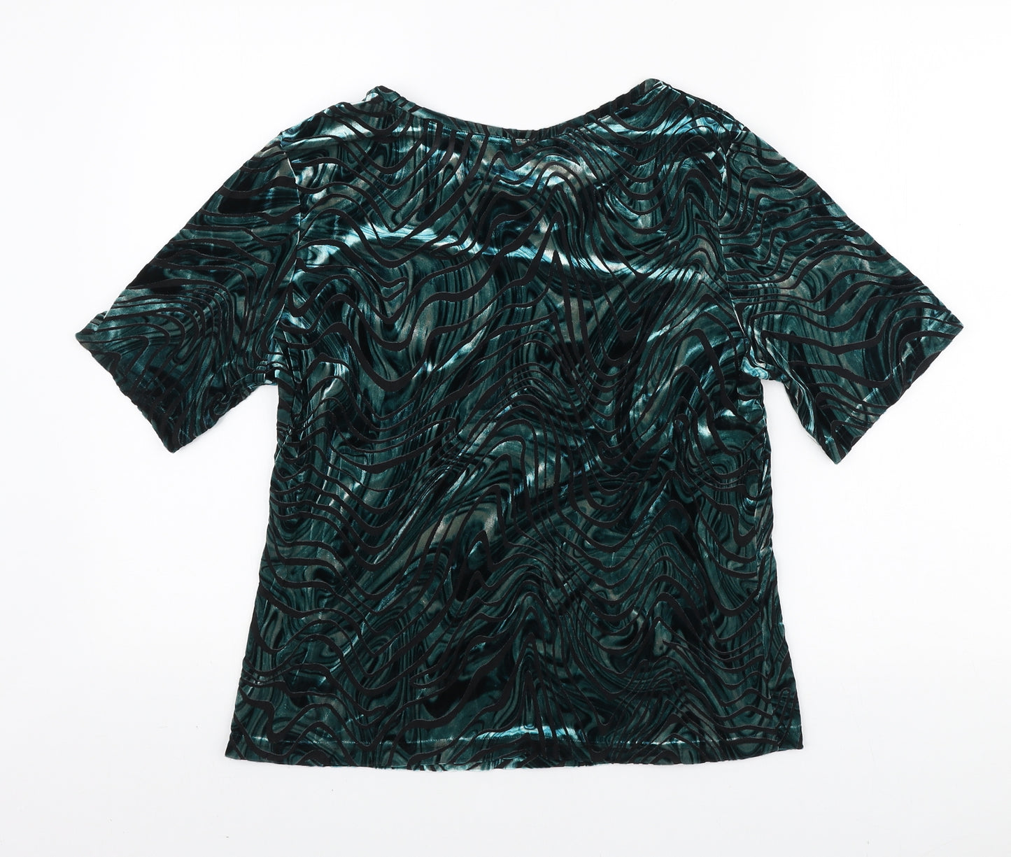 Whimsy by Lunaire Womens Green Geometric Polyester Basic T-Shirt Size 18 Round Neck - Marble Print