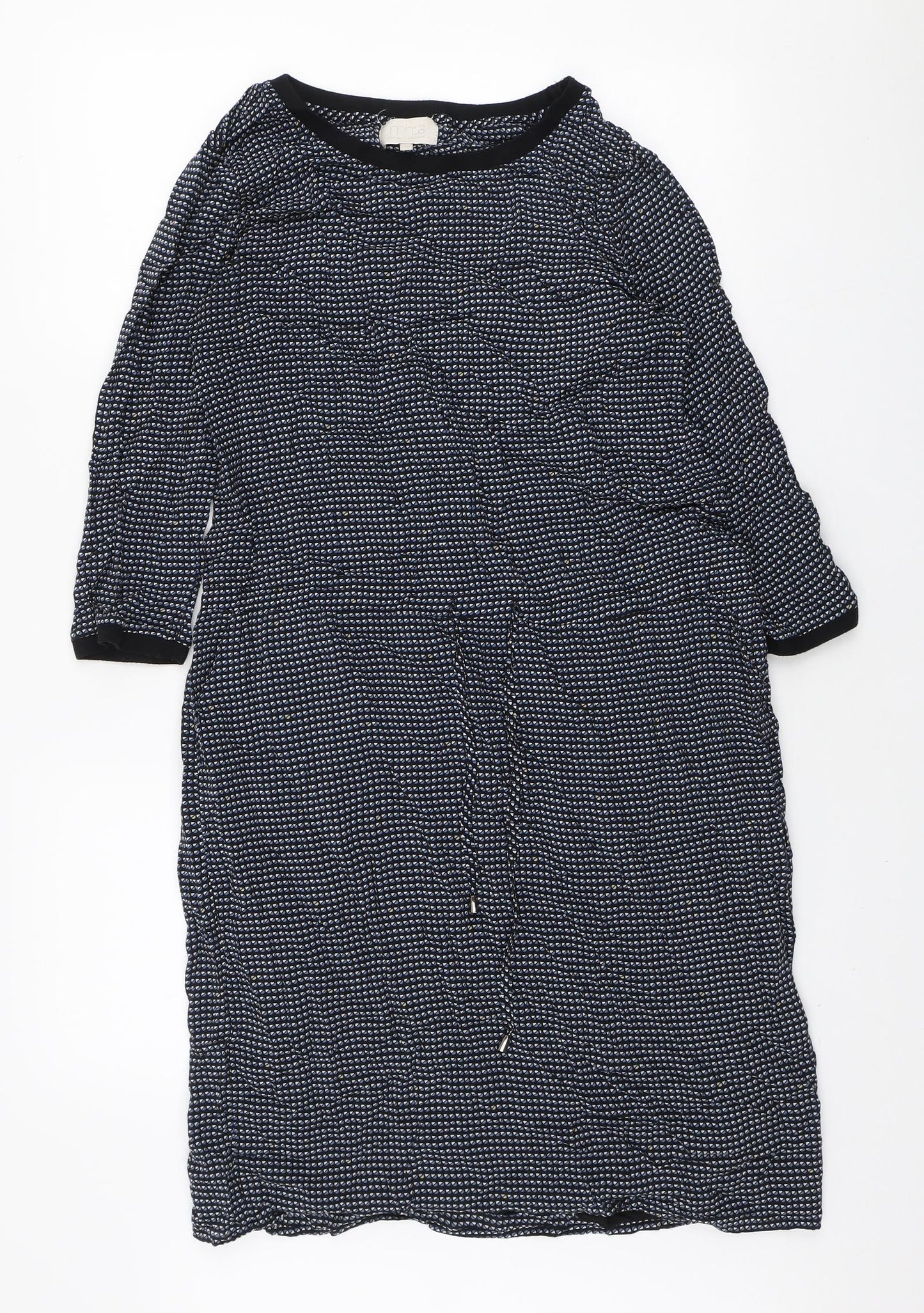 Minus Womens Black Geometric Polyester Jumper Dress Size S Round Neck Pullover