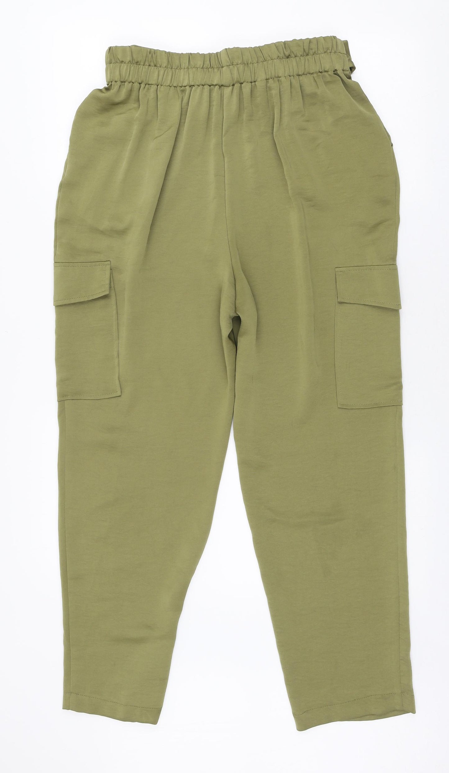 River Island Womens Green Polyester Cargo Trousers Size 14 L27 in Regular Tie