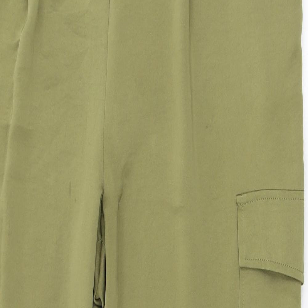River Island Womens Green Polyester Cargo Trousers Size 14 L27 in Regular Tie