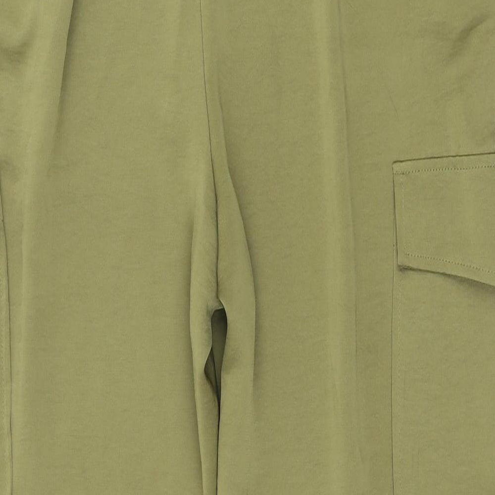 River Island Womens Green Polyester Cargo Trousers Size 14 L27 in Regular Tie