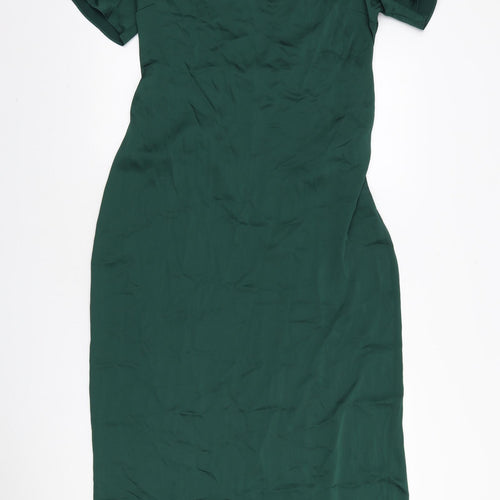 VILA Womens Green Polyester A-Line Size 14 V-Neck Zip