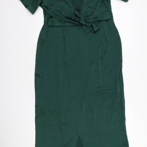 VILA Womens Green Polyester A-Line Size 14 V-Neck Zip
