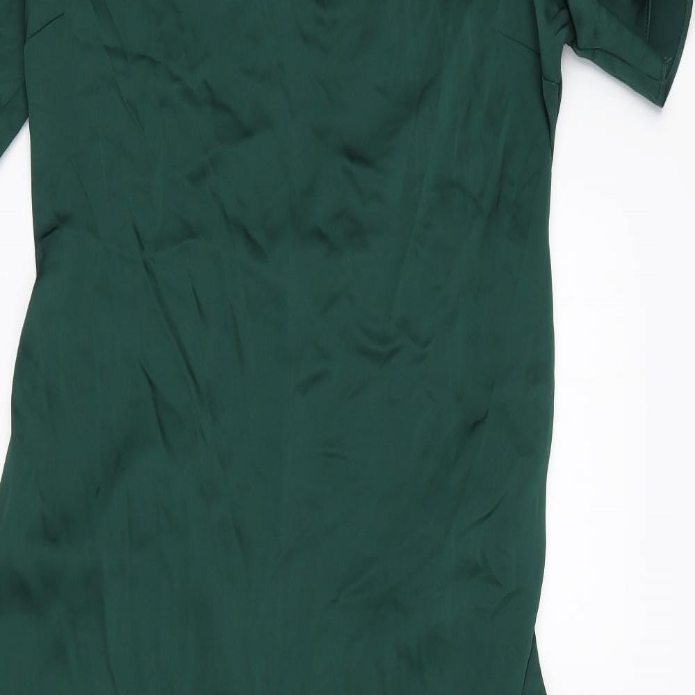 VILA Womens Green Polyester A-Line Size 14 V-Neck Zip