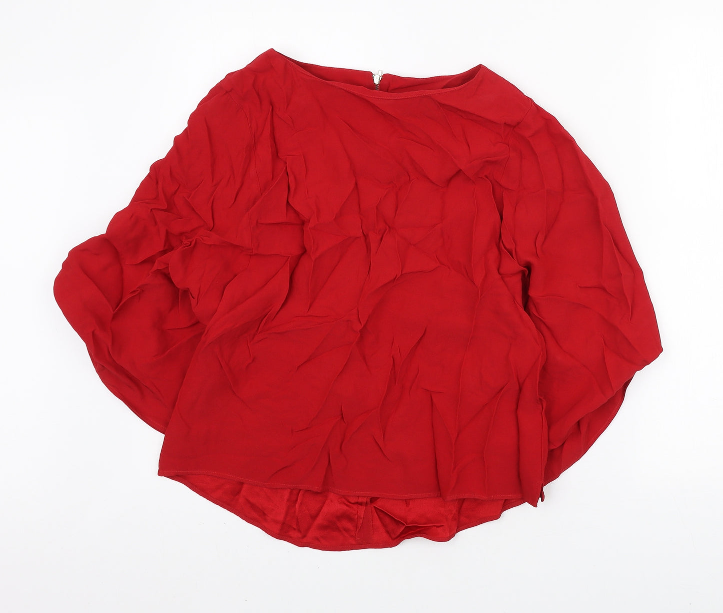 Phase Eight# Womens Red Viscose Basic Blouse Size 10 Round Neck