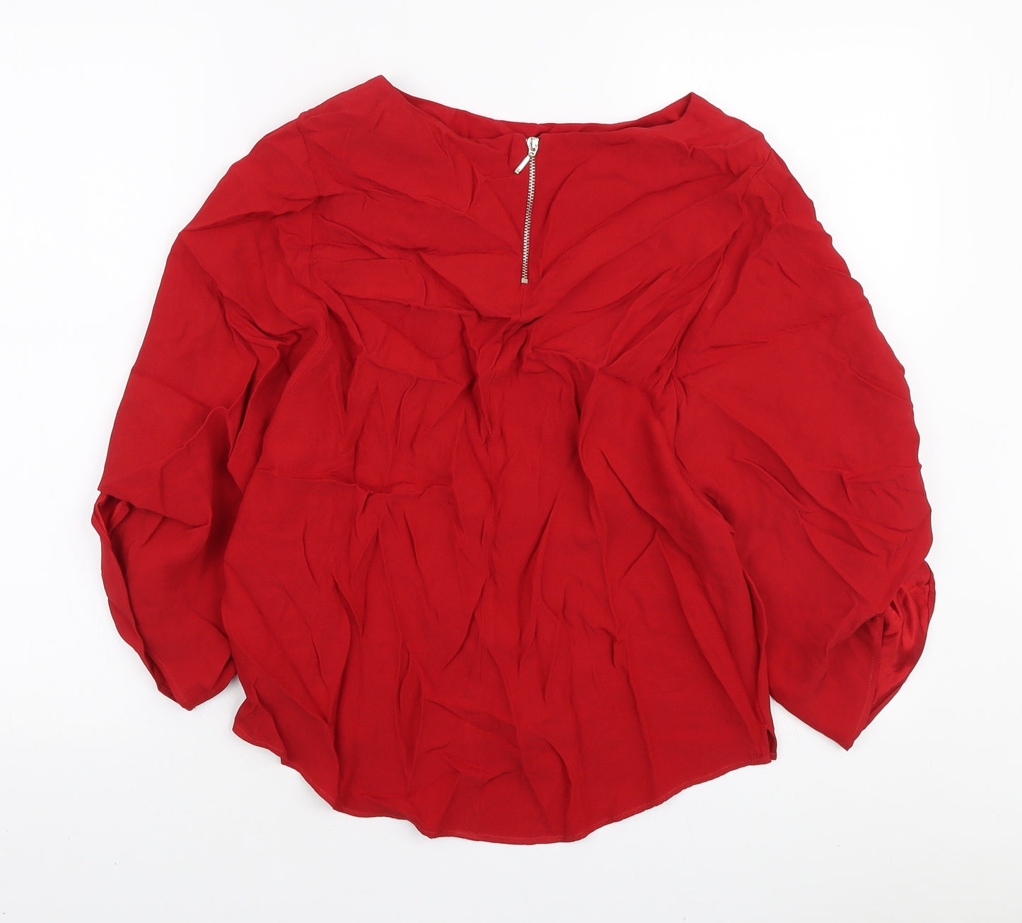 Phase Eight# Womens Red Viscose Basic Blouse Size 10 Round Neck