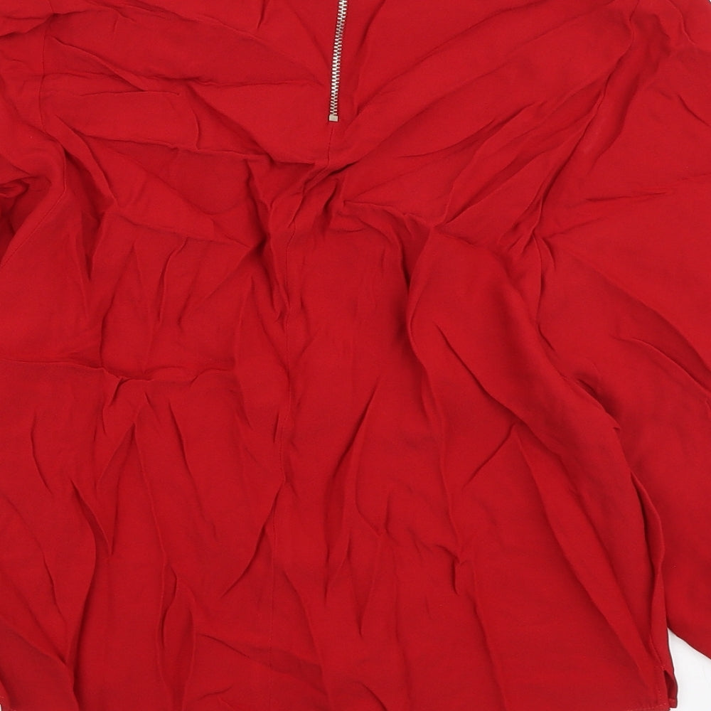 Phase Eight# Womens Red Viscose Basic Blouse Size 10 Round Neck