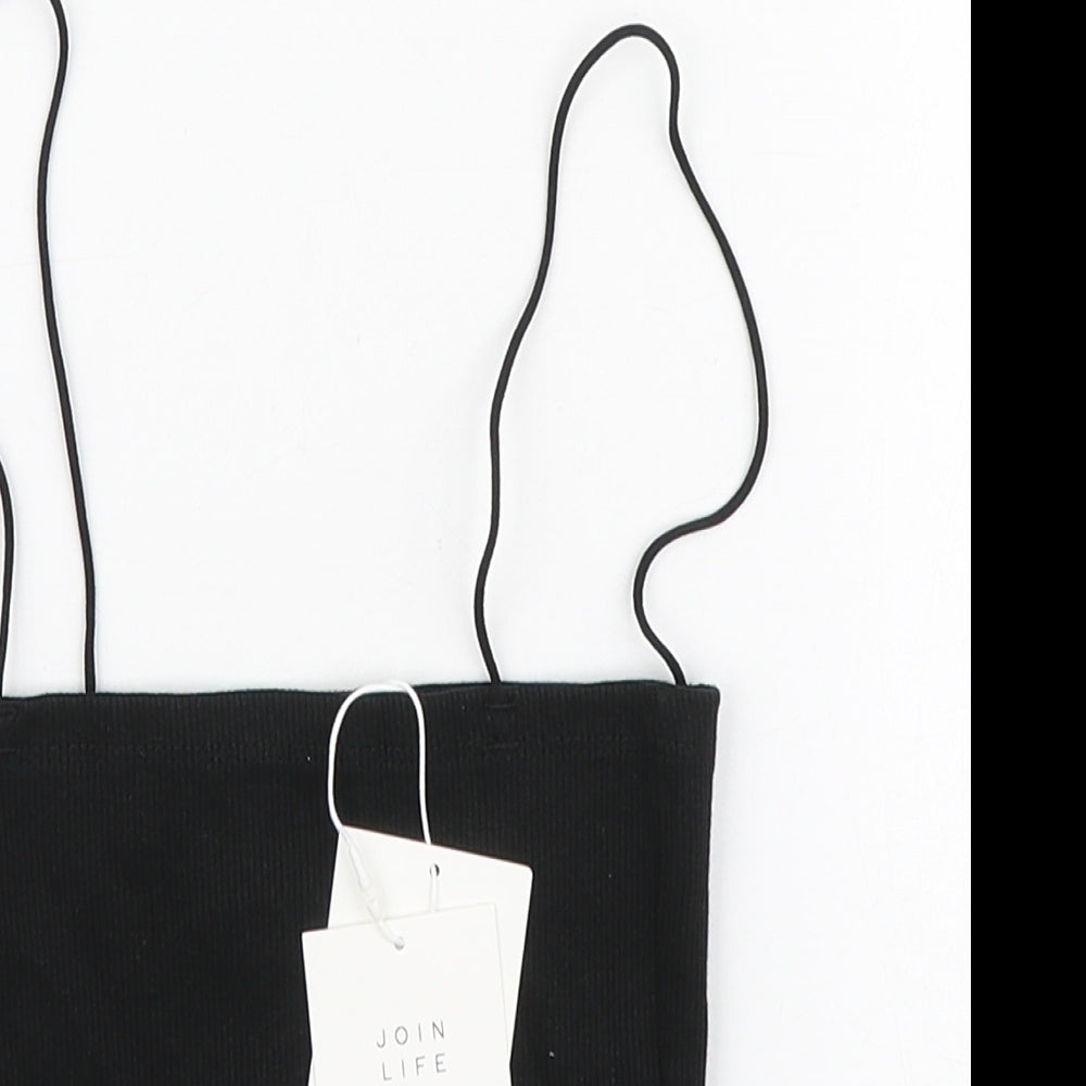 Zara Womens Black Cotton Cropped Tank Size S Square Neck