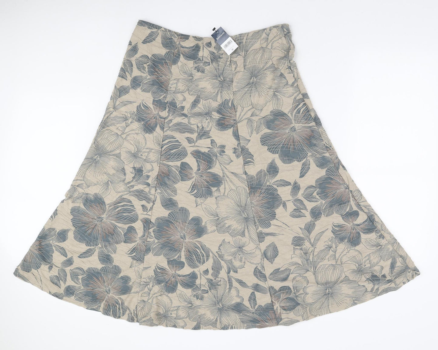Bonmarché Womens Beige Floral Viscose A-Line Skirt Size 16