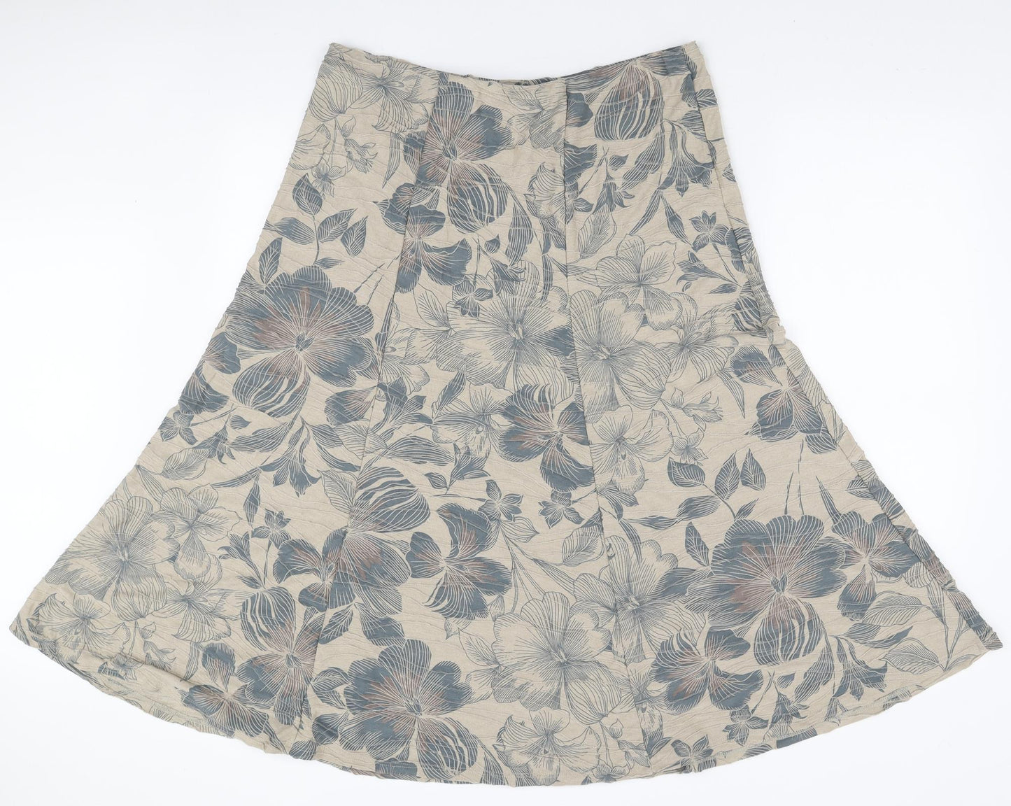 Bonmarché Womens Beige Floral Viscose A-Line Skirt Size 16