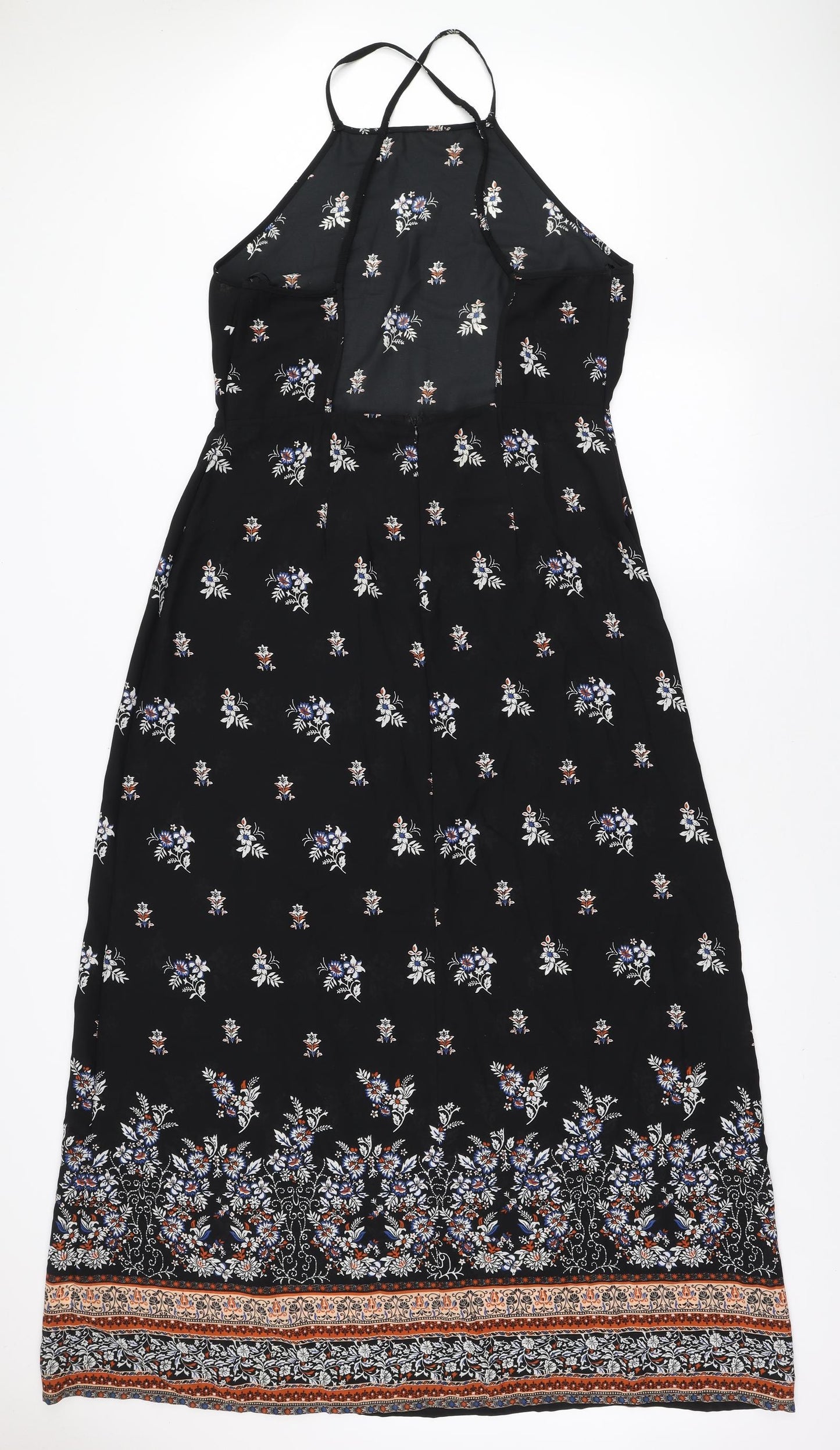 Atmosphere Womens Black Floral Viscose Maxi Size 18 Halter Zip