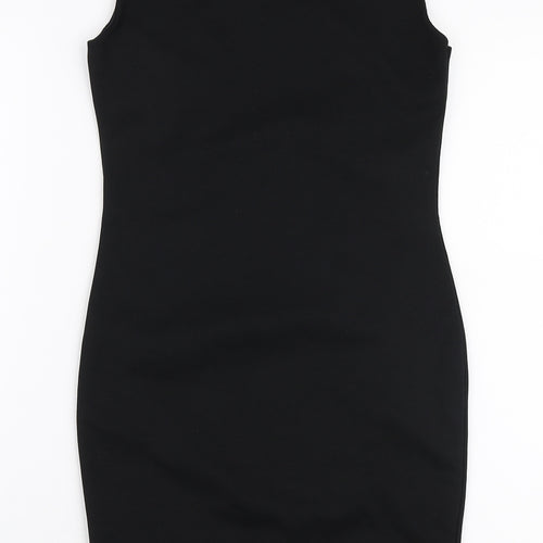 Internacionale Womens Black Geometric Polyester Bodycon Size 8 Boat Neck Pullover