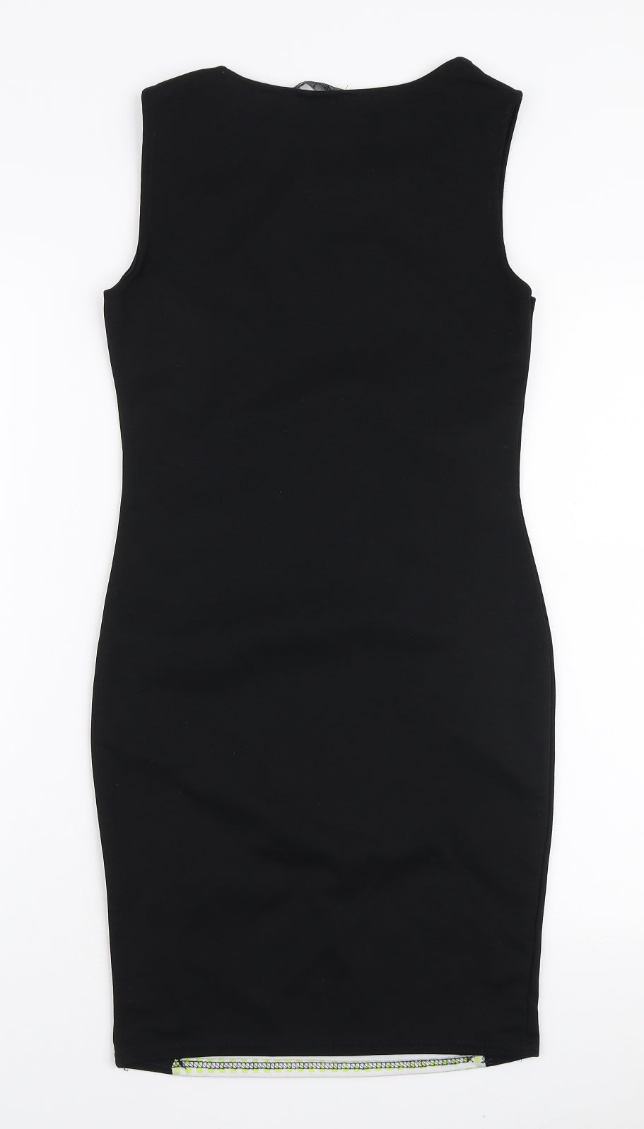 Internacionale Womens Black Geometric Polyester Bodycon Size 8 Boat Neck Pullover