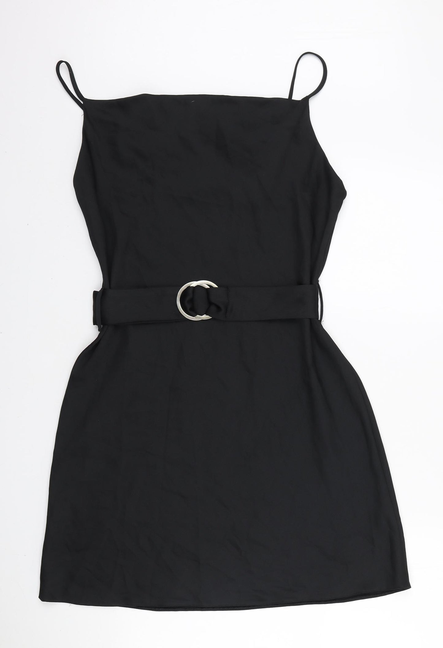 River Island Womens Black Polyester Mini Size 16 Square Neck Pullover