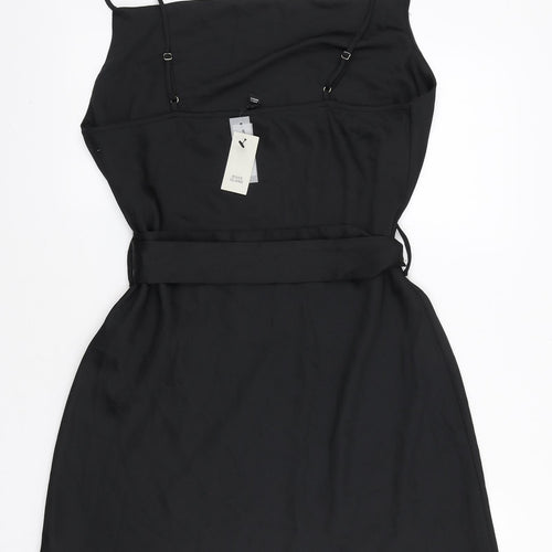 River Island Womens Black Polyester Mini Size 16 Square Neck Pullover