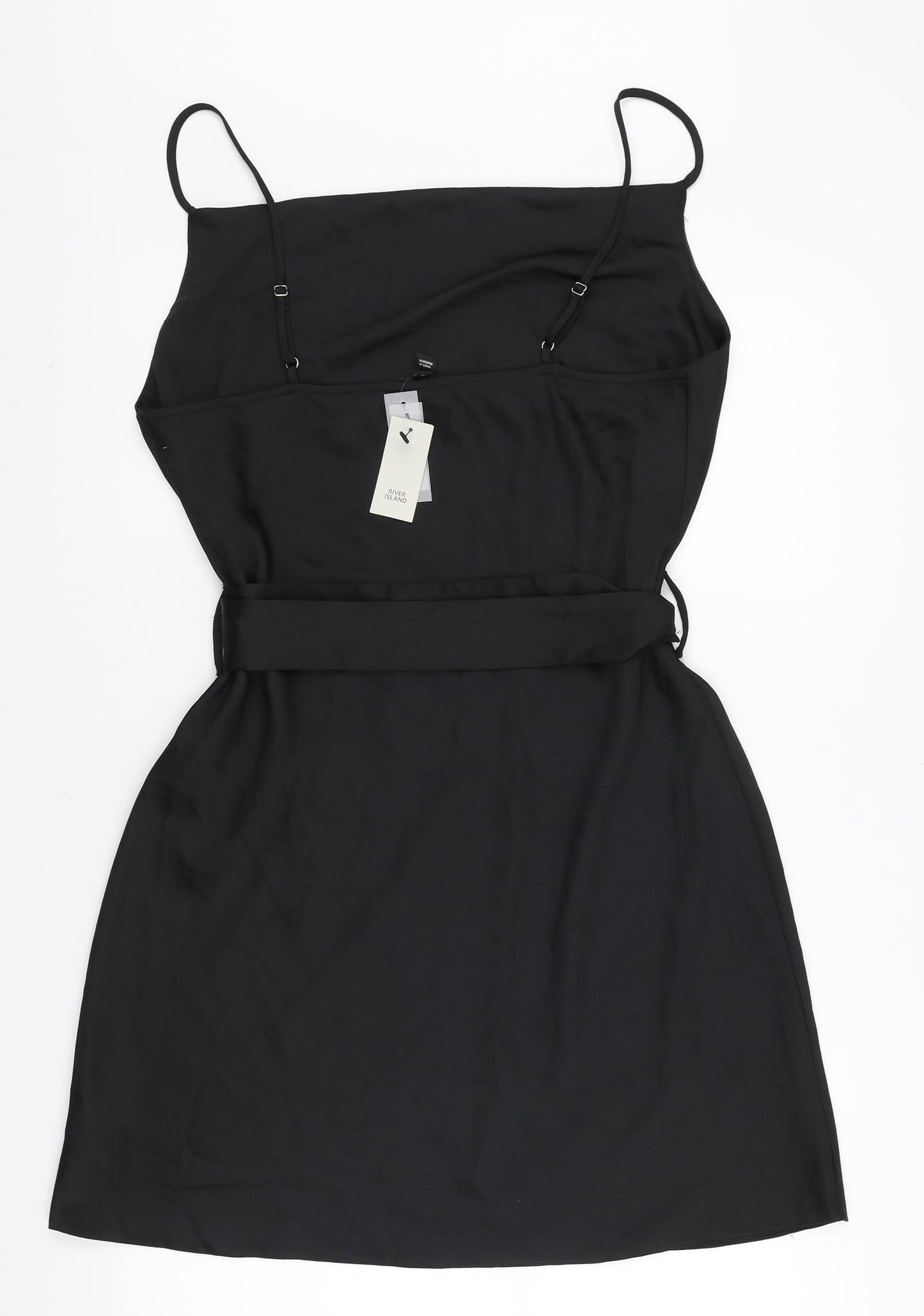 River Island Womens Black Polyester Mini Size 16 Square Neck Pullover