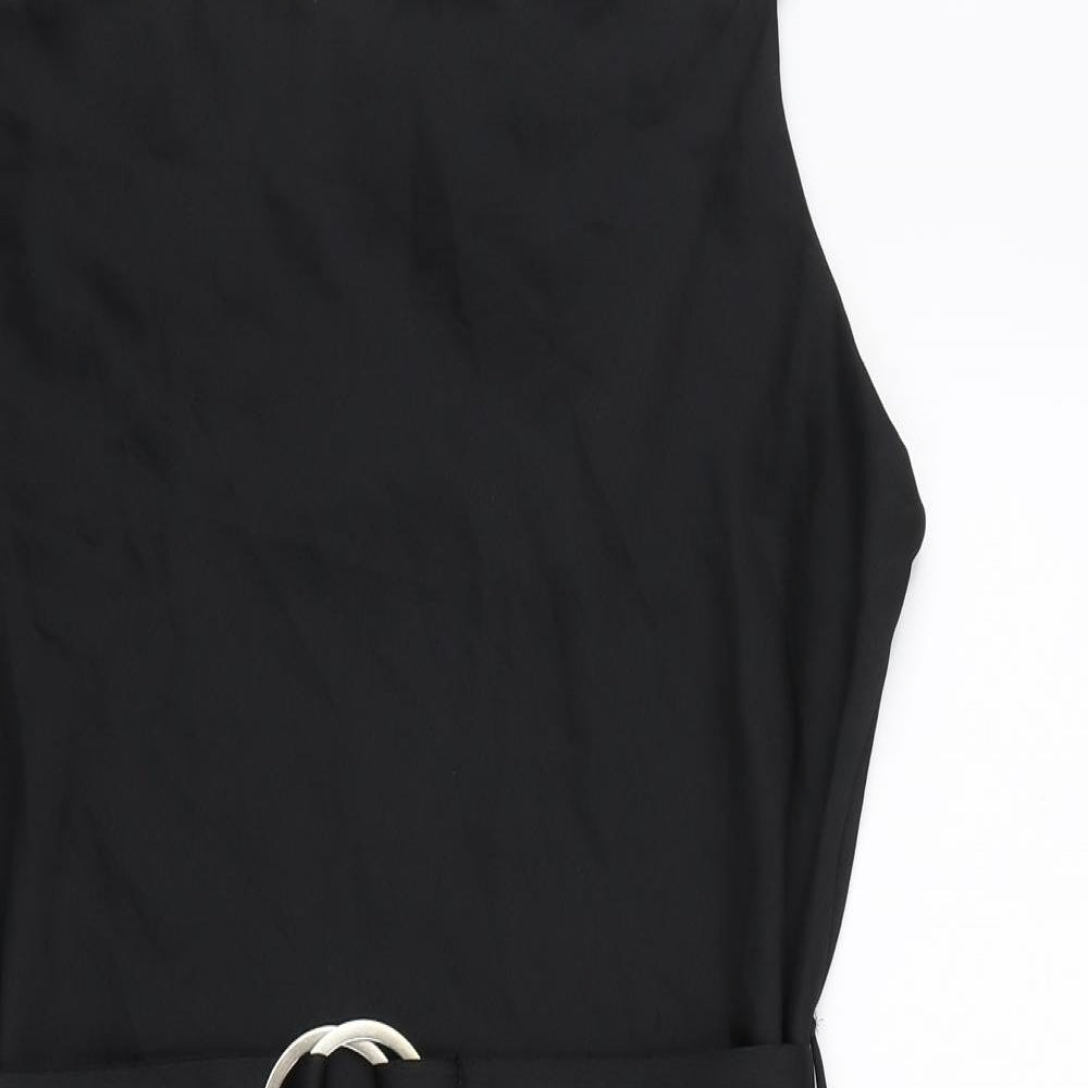 River Island Womens Black Polyester Mini Size 16 Square Neck Pullover